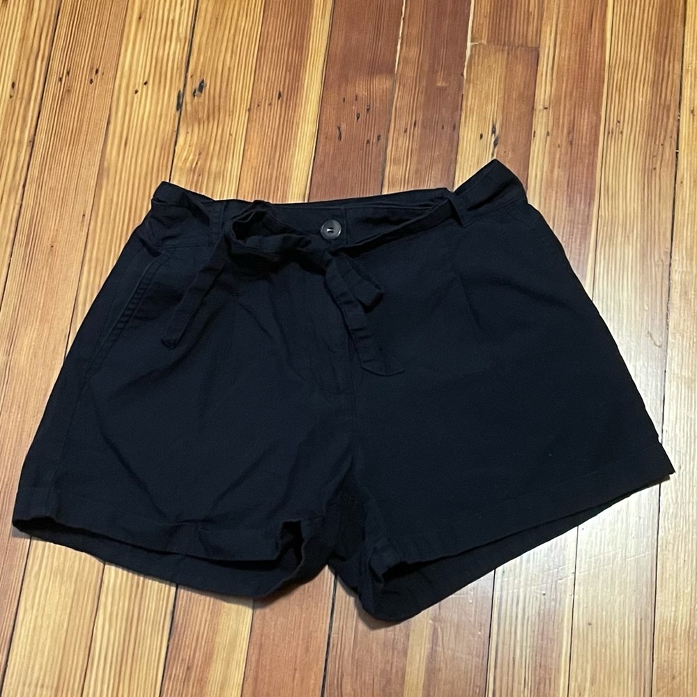 Tie Waist Black Shorts